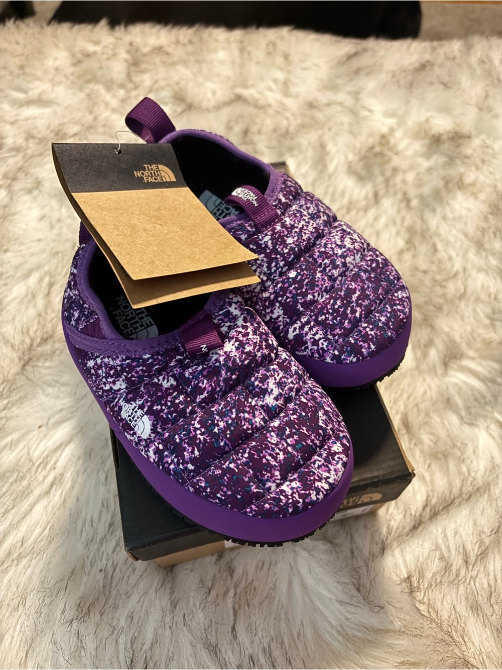 The North Face Kids Purple Quilted Slip-On Clog Sneakers